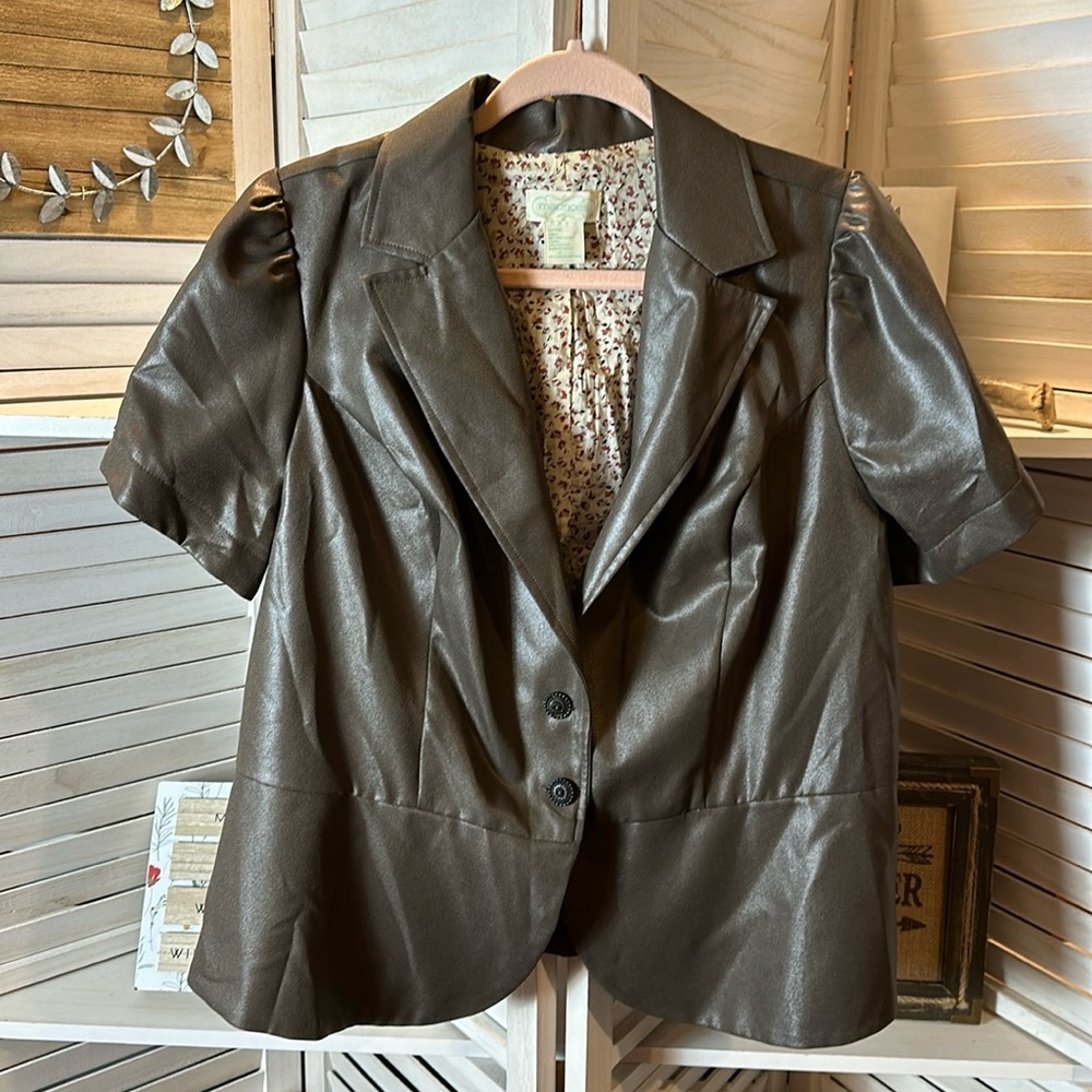 Maurices Metallic Brown Short Sleeved Blazer